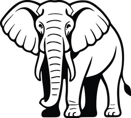 Fototapeta premium Elephant vector black silhouette print design