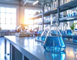 Laboratory scene with beakers