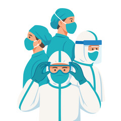 Medical personnel (doctors, nurses, etc.) in the hospital are working. Vector