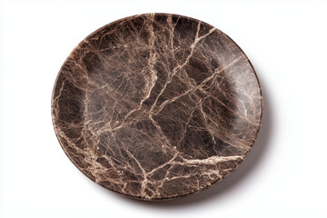 Selective focus marble dish isolated on white background, Luxury fine dining dish on white background.
