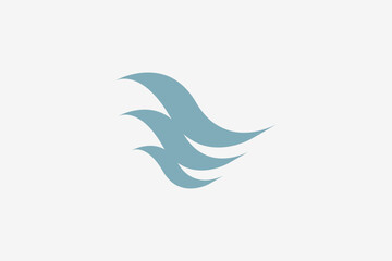 Three blue waves modern minimalist logo 