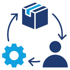 Product Development Process Flat Blue Icon