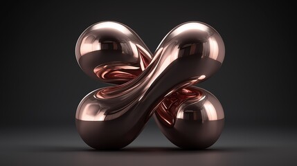 3D rendering of a sleek, metallic - like object with a flowing, intertwined design on a dark background. Ideal for modern design projects, product showcases, and digital art. 