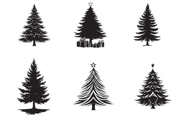 set of christmas trees