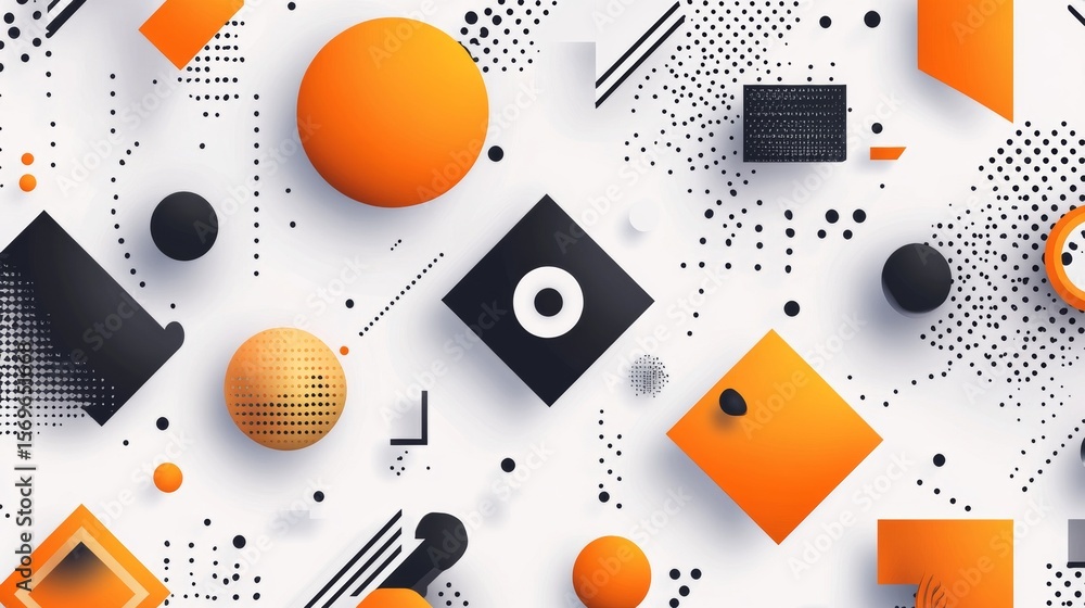 Aufkleber dynamic abstract composition with geometric shapes and modern design