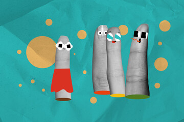 Composite collage trend artwork template design of facial cartoon smiley creative emoji hand...