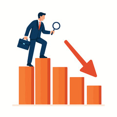 The graph is going down. Vector illustration,business