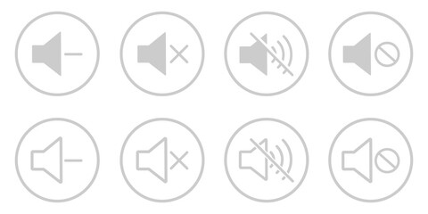 Mute sound icon . Mute sound icon set.