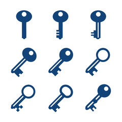 Collection of blue keys in various orientations vector