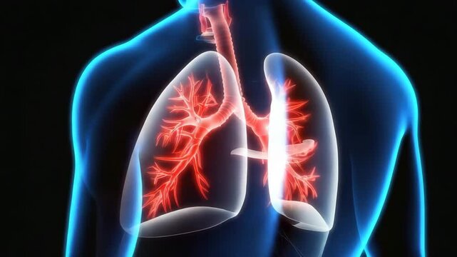 3D animation showing human lungs