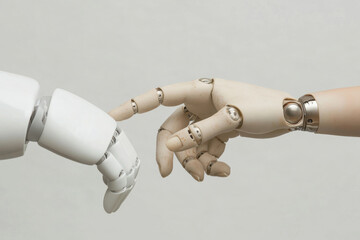 Futuristic robot , artificial intelligence CGI on black background . Robotic man 3D render animation . 3D illustration.
