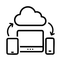 Cloud Sync Icon Showing Data Sharing Across Laptop and Mobile Devices for Remote Collaboration Tools