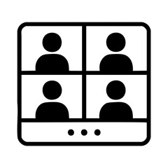 Video Conference Grid Icon for Online Meetings and Remote Communication in Virtual Work Environment