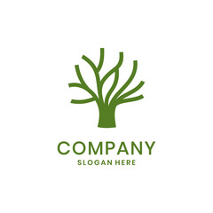 Minimal green tree logo design with abstract branches