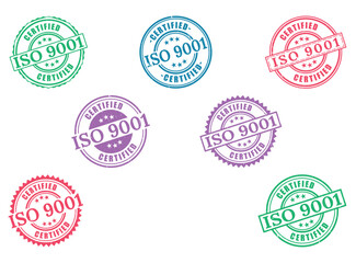 Obraz premium ISO 9001 Certified Grunge Stamp Collection, Quality Management Badges