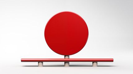 No entry road sign with red circle and horizontal white bar on white background