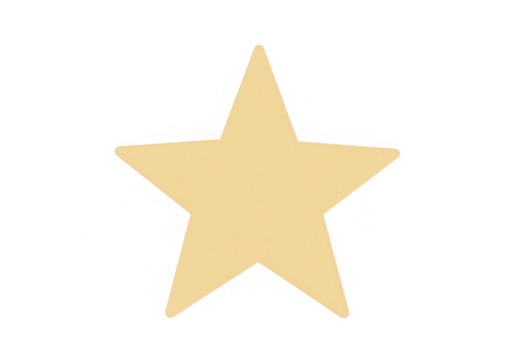 A simple yellow star shape, isolated on transparent background, is a graphic design element