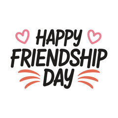 Happy Friendship Day Hand Lettering with Hearts and Embellishments, Celebration Design