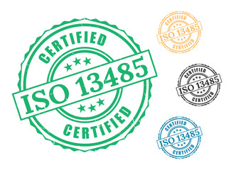 Certified Medical Device Seals, ISO 13485 Quality Label Vector Set