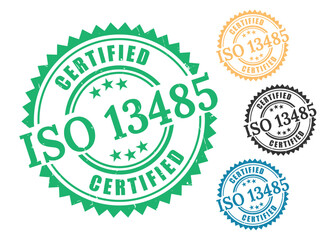 Medical Equipment Certification Icons, ISO 13485 Guarantee Labels