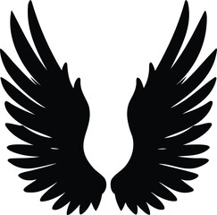 Obraz premium Symmetrical silhouette of open bird or angel wings spread wide in upward shape Vector illustration