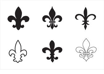 Fleur de lis Vector Icon Set, classic fleur de lis silhouette vector. © Hena
