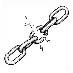 Obraz premium Broken Metal Chain Link Separation Illustration