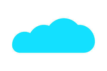 Simple bright cyan cloud shape isolated on a clean white background