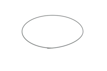 A thin metallic ring or hoop with a smooth surface and a subtle sheen on a clean white background