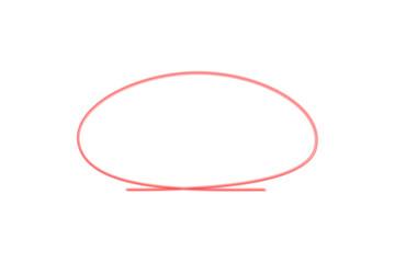 A simple red oval shape with a horizontal line underneath on a white background