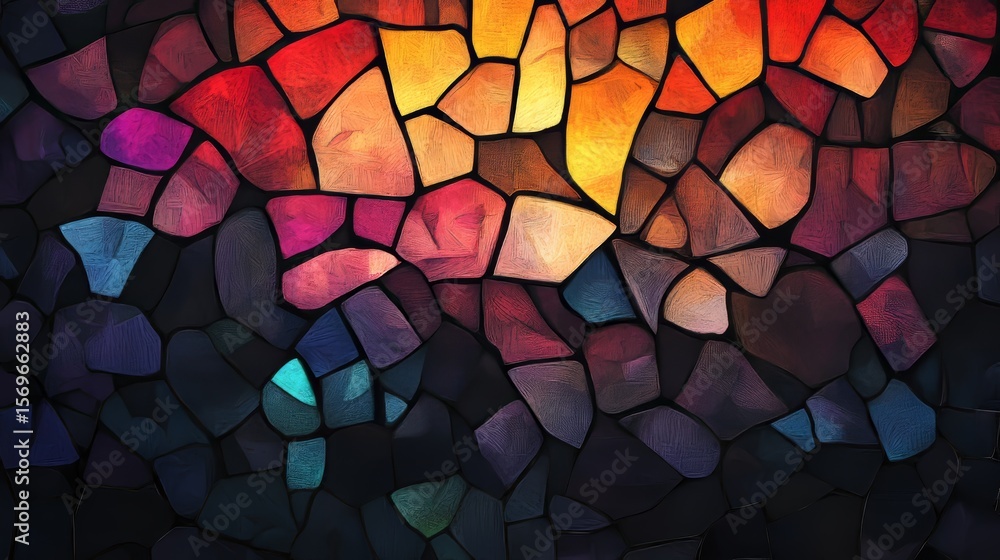 Poster abstract mosaic pattern with vibrant colors in an artistic style digital artwork