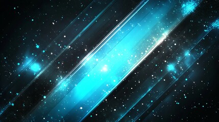 Obraz premium Azure Radiance: Abstract Composition with Luminous Striations and Stellar Dust