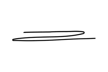 A single black line drawn with a marker on a white background in a curved shape