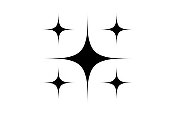 A cluster of five black starburst shapes on a transparent background isolated on transparent background