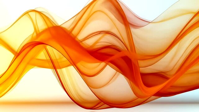Abstract orange wave flowing on white background, stylish wave design concept