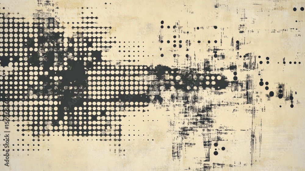 Poster abstract grunge background with halftone dots and textured effects