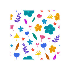 Seamless pattern with cute doodle of flowers and leaves. Seamless pattern for digital printing, graphic design, fabric, or paper.