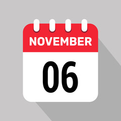 6 november calendar icon vector graphic design page icon