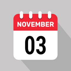 3 november calendar icon vector graphic design page icon