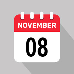 8 november calendar icon vector graphic design page icon