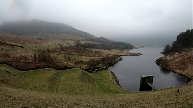 Landscape view of a reservoir in England.