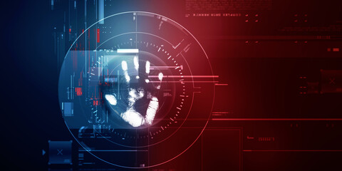 2d Illustration Fingerprint Scanning Technology Concept 