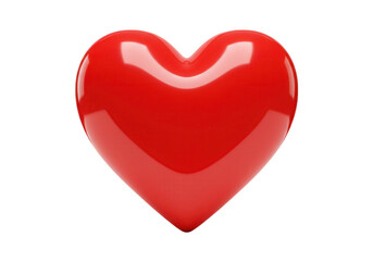 A shiny red heart isolated on transparent background, a symbol of love and romance