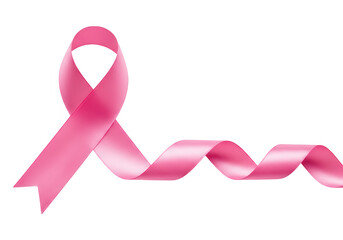A pink ribbon isolated on transparent background symbolizes breast cancer awareness and support