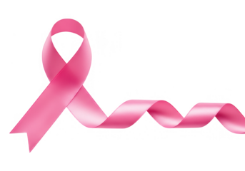 A pink ribbon isolated on transparent background symbolizes breast cancer awareness and support