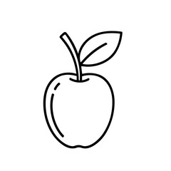 Obraz premium Simple line drawing of a single apple with leaf and stem.