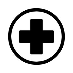Campus clinic health center icon with medical cross symbol
