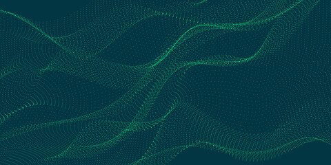 Abstract Green Wave Dot Mesh Background