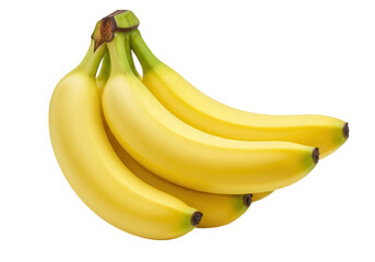 A vibrant cluster of ripe yellow bananas, a tropical fruit isolated on a transparent background