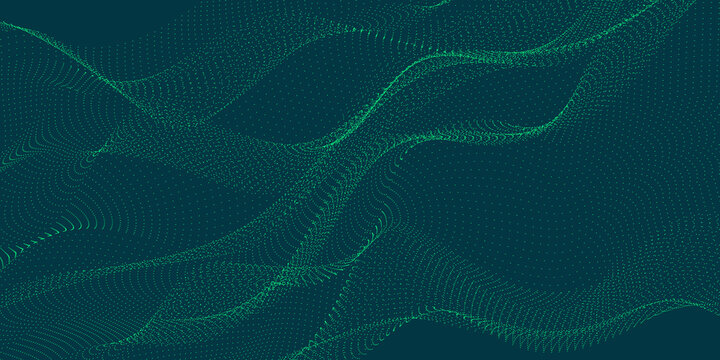 Abstract Green Wave Dot Mesh Background